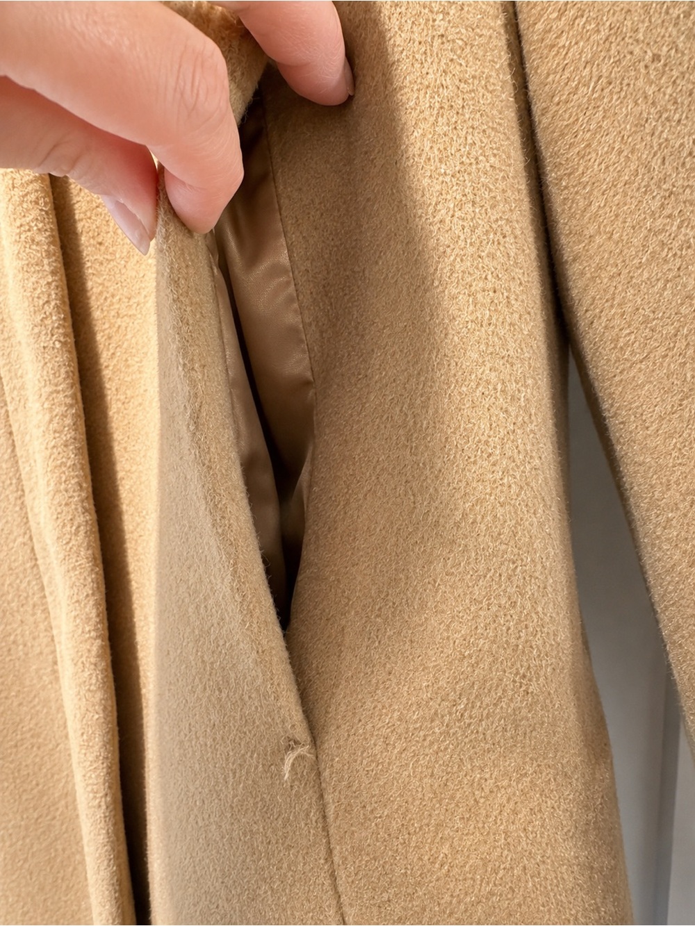 Cole Haan Camel Wool Overalls Fall/Winter Pea Coat Size 10 EUC - Picture 3 of 7